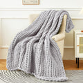 Le Plaid Grosse Maille – chenille gris perle, 130 × 160 cm