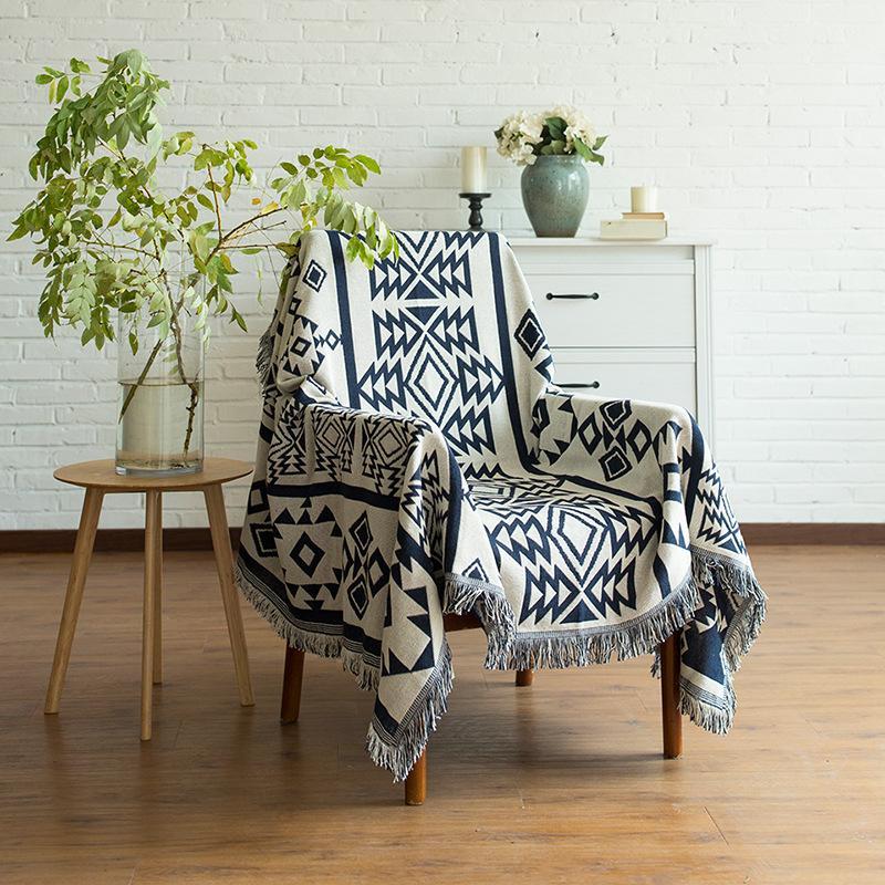 Le Plaid Berbère – coton jacquard à franges, 130 × 160 cm